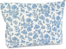 Aesthetic Floral Makeup Bag Cute Small Cosmetic Bags for Women Girls, Travel Toi