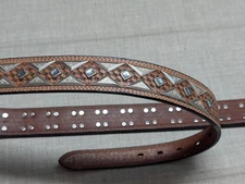 vintage STUDDED buckle belt 40 leather RANGER cowhide WESTERN roper TOOLED