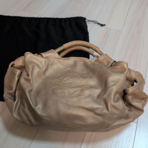 LOEWE Anagram Nappa Aire Shoulder Hand bag Gold Nappa Leather Women Japan