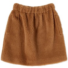    MAX MARA Iconic plush Camel Teddy fabric Skirt US8 It42 De38 Gb10 Fr40