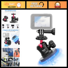 Magnetic Action Camera Mount with 360 Rotation 6 Strong Magnets, Compatible w