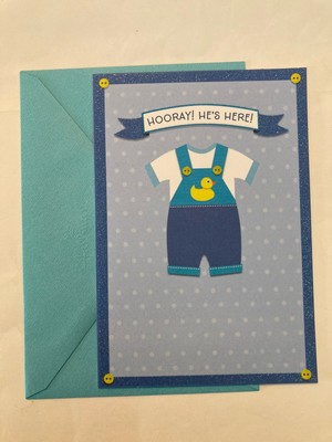 Baby Boy Greeting Card   Congrats On Your New Baby Boy  New W Envelope