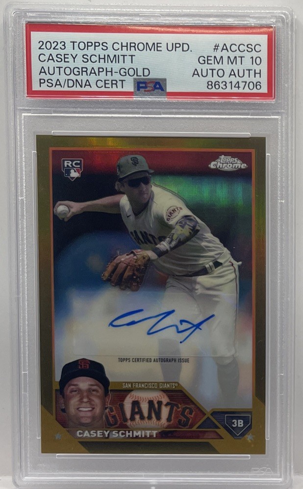 2023 Topps Chrome Update Casey Schmitt Gold Rookie Auto #10/50 PSA 10 GEM Giants