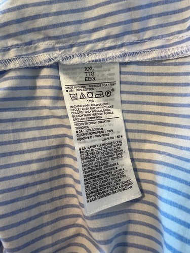 OLD NAVY 2X BLOUSE TOP SHIRT WHITE BLUE STRIPED CRISP COTTON PUFF ARM XXL NWOT - Picture 3 of 4