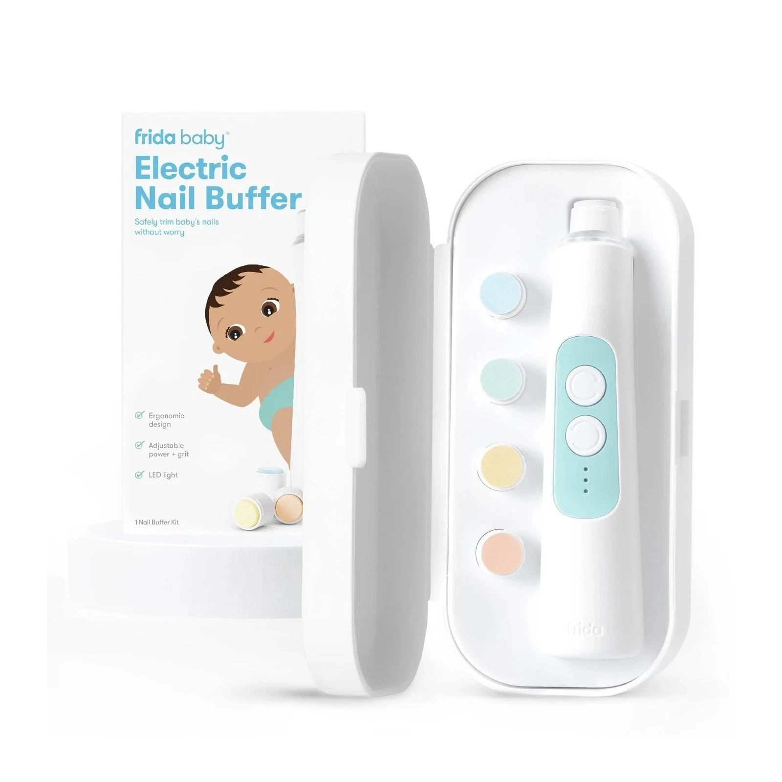 Frida Baby Electric Nail Buffer | Safe + Easy (Pack of 1), White