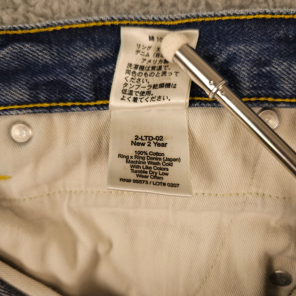 Paper Denim Cloth Jeans Mens 34x34 Blue New 2 Year Button Fly Thrashed Grunge - Image 4 of 4