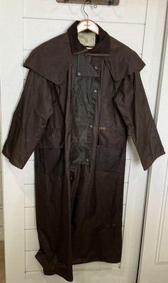 Driza Bone Riding Coat Australian 100%Cotton Brown Oil Skin Rancher Cowboy *READ