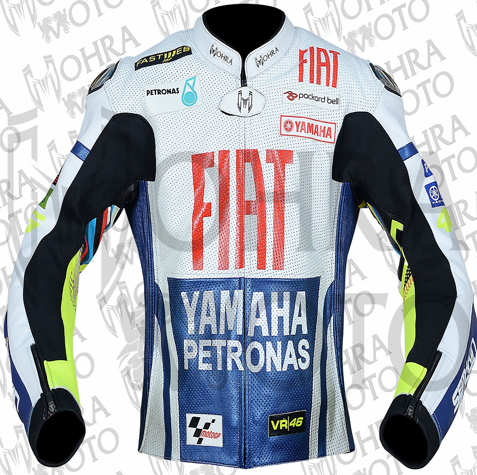 VR46 Yamaha MotoGP Chaqueta de moto de cuero de 1,3 mm Chaqueta de moto unisex