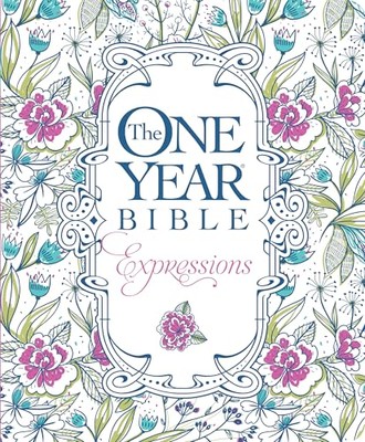 The One Year Bible Expressions (Softcover, Blue Flowers)