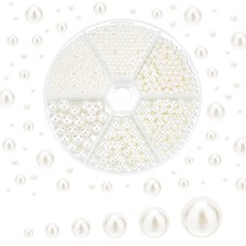 PH PandaHall 2200pcs No Holes Pearls, White Pearl Beads Small, Beige