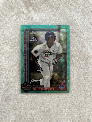 2025 Topps Pro Debut PABLO GUERRERO Chrome AQUA WAVE REF /75 Rangers PDC-172