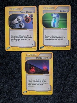 Pokemon Expedition Trainer 3 Card Lot! Power Charge, Energy Search, Potion