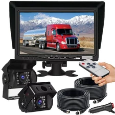 7" Monitor 4Pin HD 2x IR Rear View Backup Camera Kit for Truck RVs Trailer Bus