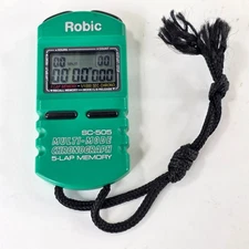 Robic SC-505 Green Water Resistant Multi-Mode Chronograph Stopwatch New Battery