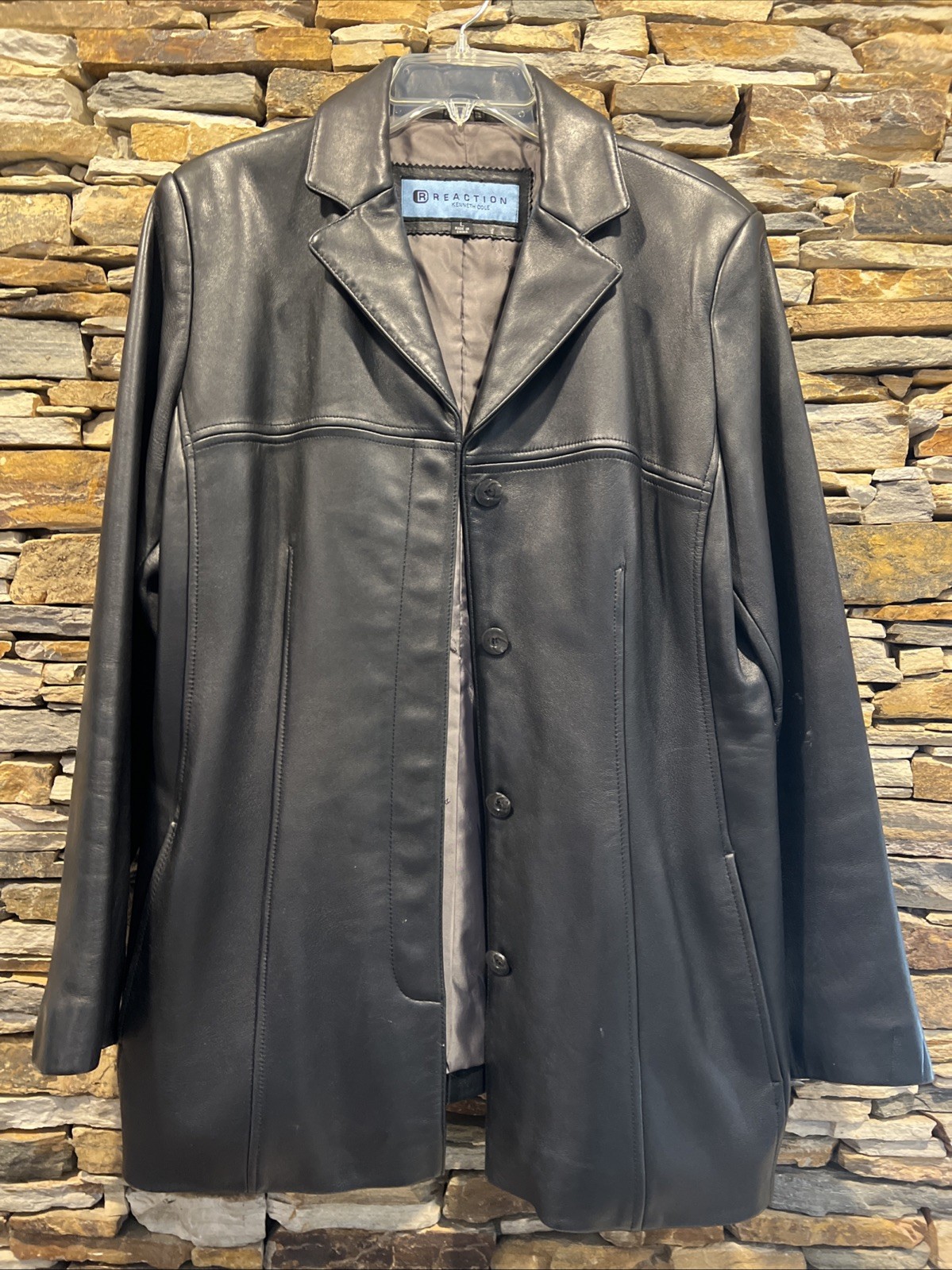 Reaction Kenneth Cole Women’s Black Leather Jacket Size L