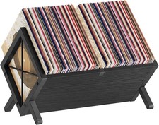 Vinyl Record Holder, Record Storage Rack Holds 80-100 LP Wooden and Metal