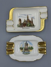 Vintage DARMSTADT & MANNHEIM Wasserturm GERMAN Porcelain Souvenir Ashtray