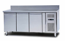 BRAND NEW STAINLESS STEEL 3 DOORS BENCH  FREEZER WITH SPLASH BACK 2METRE LONG