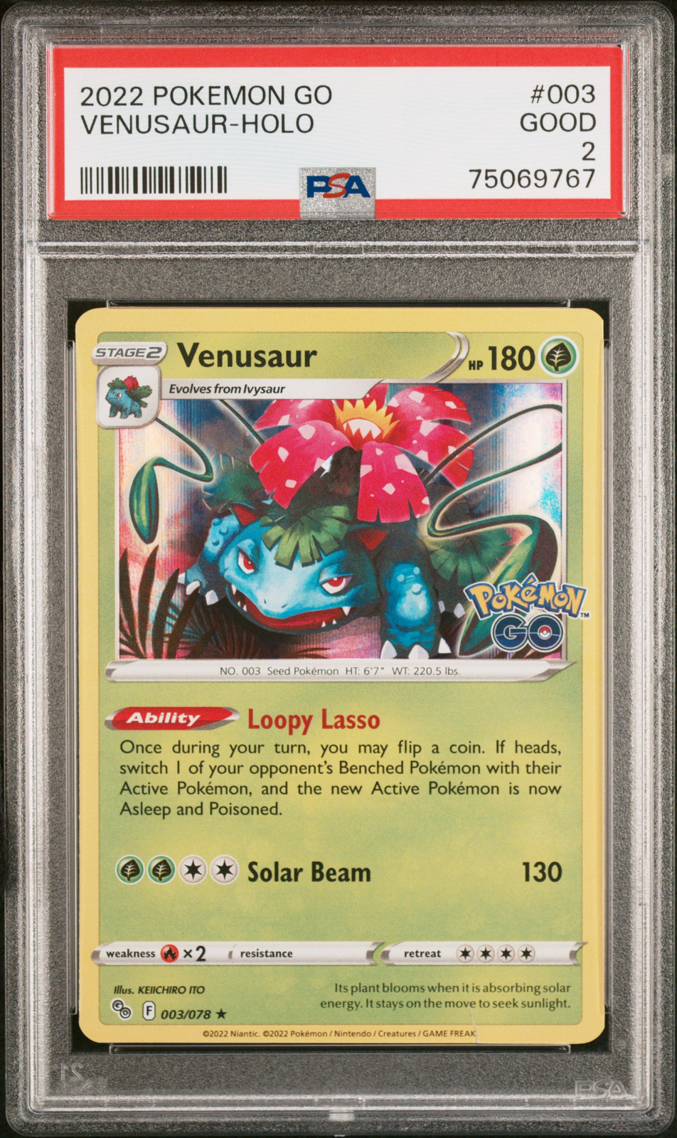 2022 POKEMON GO #003 VENUSAUR-HOLO PSA 2 - Main Image