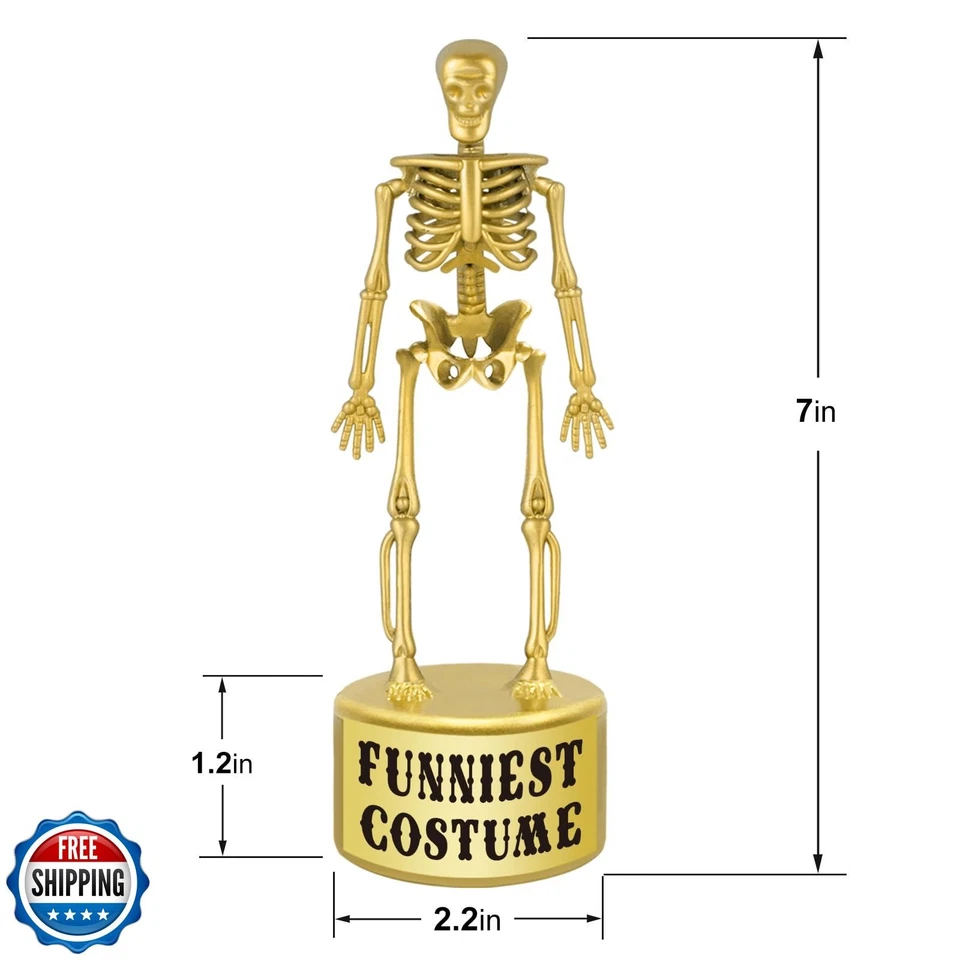 Suministros de fiesta de Halloween CEREZA ORIENTAL - Trofeo esqueleto de mejor disfraz dorado Foto 2 de 4