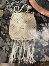 Vintage Hand Crochet Hippie, Flower-Child Purse w Flap 1960's/70's