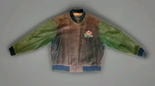 Planet Hollywood Mens suede bomber/varsity jacket XXXL brown/green
