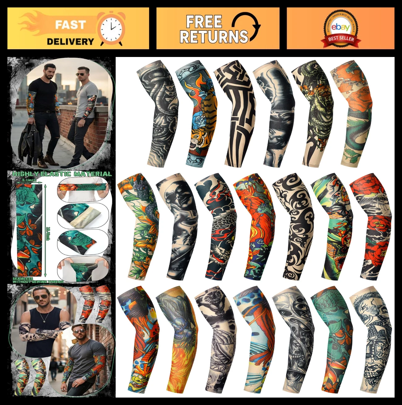 40 Pcs Cooling Arm Sleeves - UV Protection, Anti-Slip, Fingerless, Sun Tattoo Co
Opens in a new wind