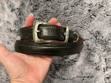 Vintage 90s Cole Haan Black Croco Style Belt Silver Buckle With Silver End 95/38
