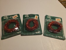 New Vintage Christmas Red Tinsel Itty Bitty Sterling For Small Trees