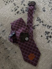 Clemson University Tiger Paw Men's Tie Purple Orange Eagles Wings Necktie No Shp