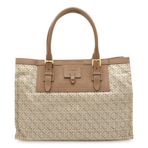 LOEWE Anagram all over pattern tote bag shoulder bag leather jacquard canvas pin