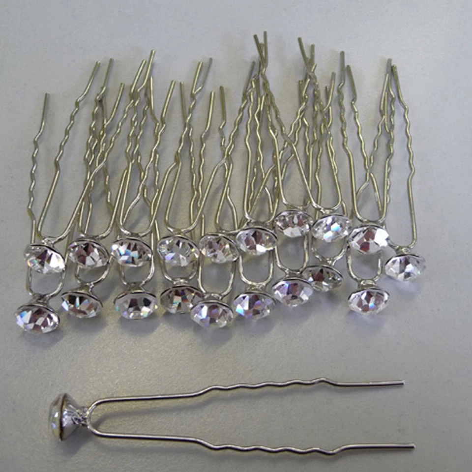 Sposa Accessorio per Capelli Forcine Con Cristallo 8mm Ornamento da Matrimonio - Immagine 2 di 4