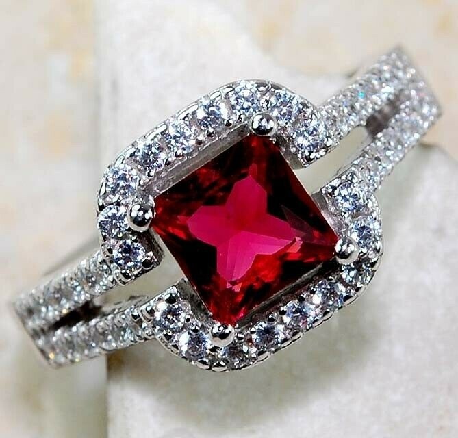 2CT Heat Treated Rubellite Tourmaline 925 Solid Sterling Silver Ring Sz 7 MM1-5