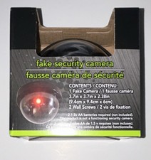 e-CIRCUIT Fake Security Dummy Dome Camera Flashing LED Black Battery Powered