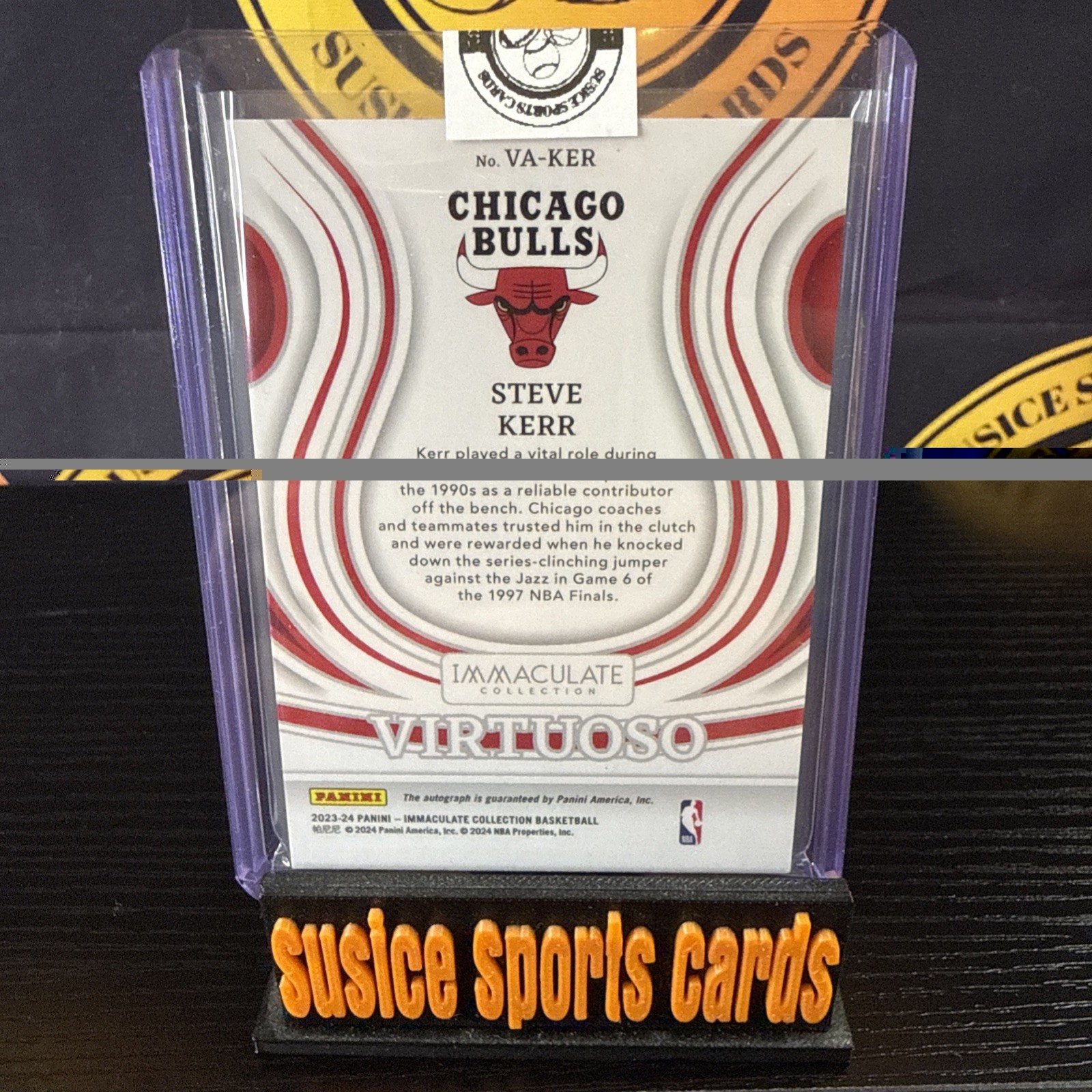 2023-24 STEVE KERR 98/99 AUTO PANINI IMMACULATE COLLECTION VIRTUOSO AUTOGRAPHS  view 2