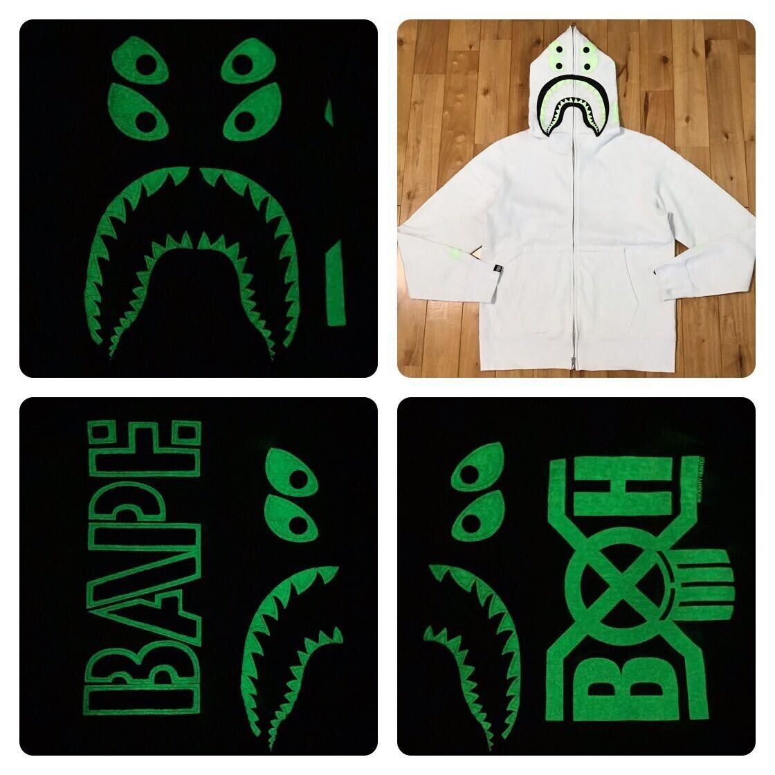 BAPE × BOUNTY HUNTER MAD Shark full zip hoodie White A BAPE × BOUNTY HUNTER MAD Shark full zip hoodie White A