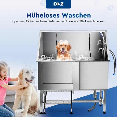 CO-Z 127cm Hunde Badewanne aus Edelstahl Haustiere Pflege Dusche Tierbadewanne - Bild 14 von 29