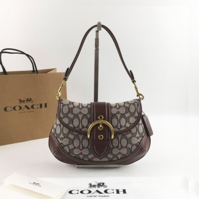 バッグ COACH Flap Soho Signature handbag gold COACH Soho Regenerative Leather Shoulder Flap Bag | Dillard's