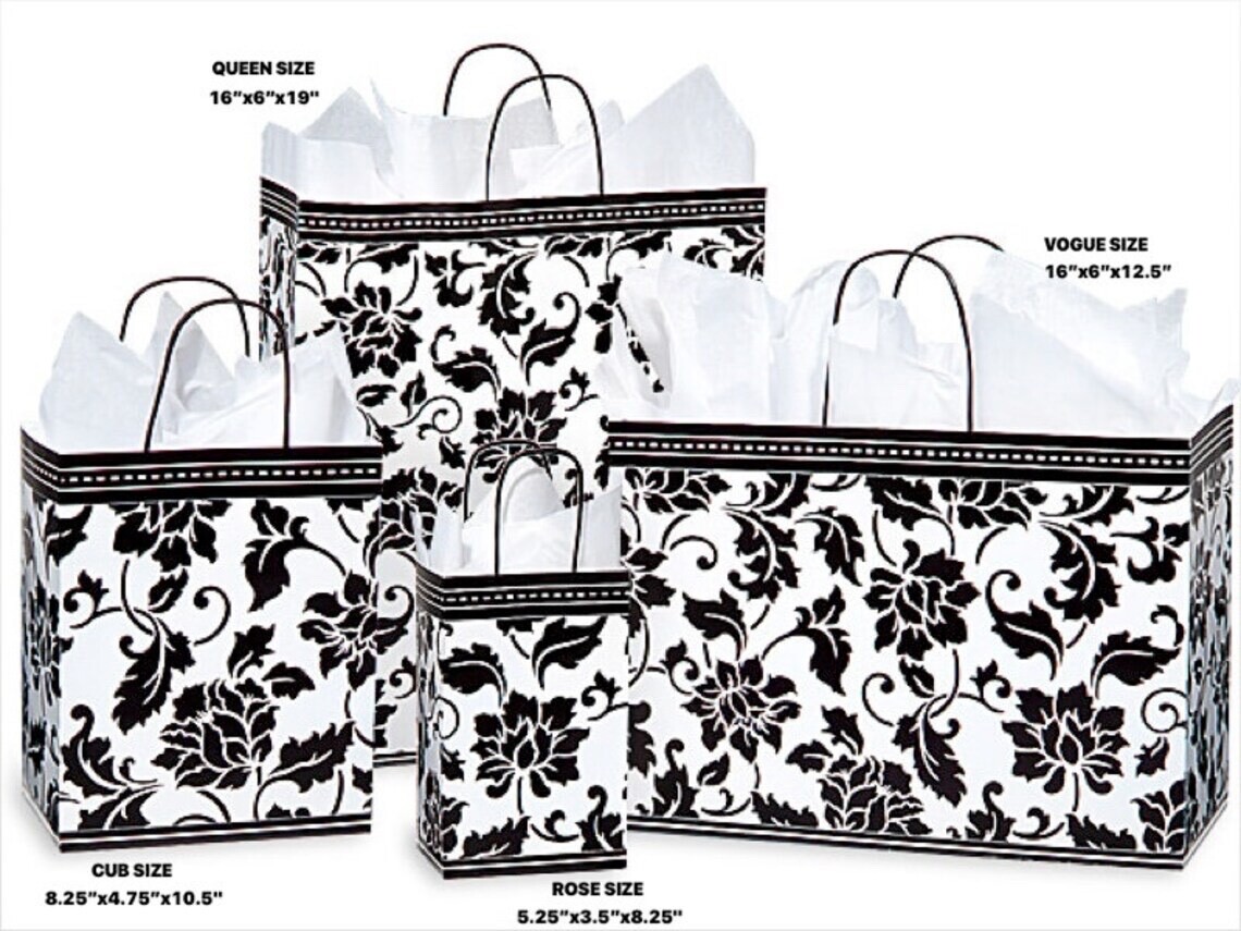 Floral BROCADE Gloss Design Print Gift Paper Bag ONLY Choose Size