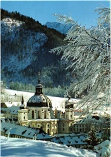 Benedictine Monastery Ettal / Upper Bavaria Snow Trees Postcard Unposted