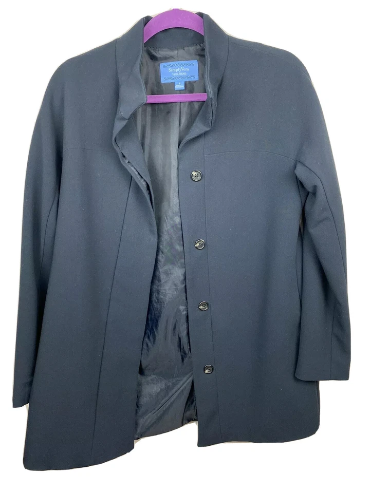 Simply Vera By Vera Wang Womens Navy Coat Size Small Mid Length - Image 3 of 4