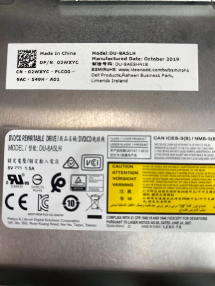 DELL PowerEdge DU-8A5LH DVD Optical Slim Drive and Holder - 02WXYC,6Y53B1430501 - Image 3 of 4