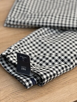 M&S Collection Trousers UK Ankle Grazer Wide Leg Houndstooth