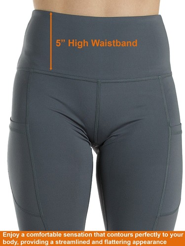 Women's High Waist Yoga Leggings with Two Side Pockets Sports Legging Pants - Picture 18 of 37