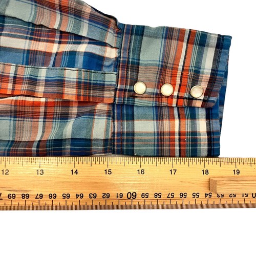 Vintage Wrangler Western Shirt Pearl Snap Plaid Mens S Long Sleeve Cowboy - Picture 9 of 11