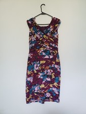 Adrianna Papell Womens Sz 10 Dress Bodycon Ruffle V Neck Purple Blue Sleeveless 