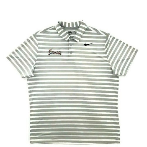 Nike Golf Florida Marlins Baseball Dri-Fit Poloshirt gestreift Logo Herren Gr. XL - Bild 1 von 7
