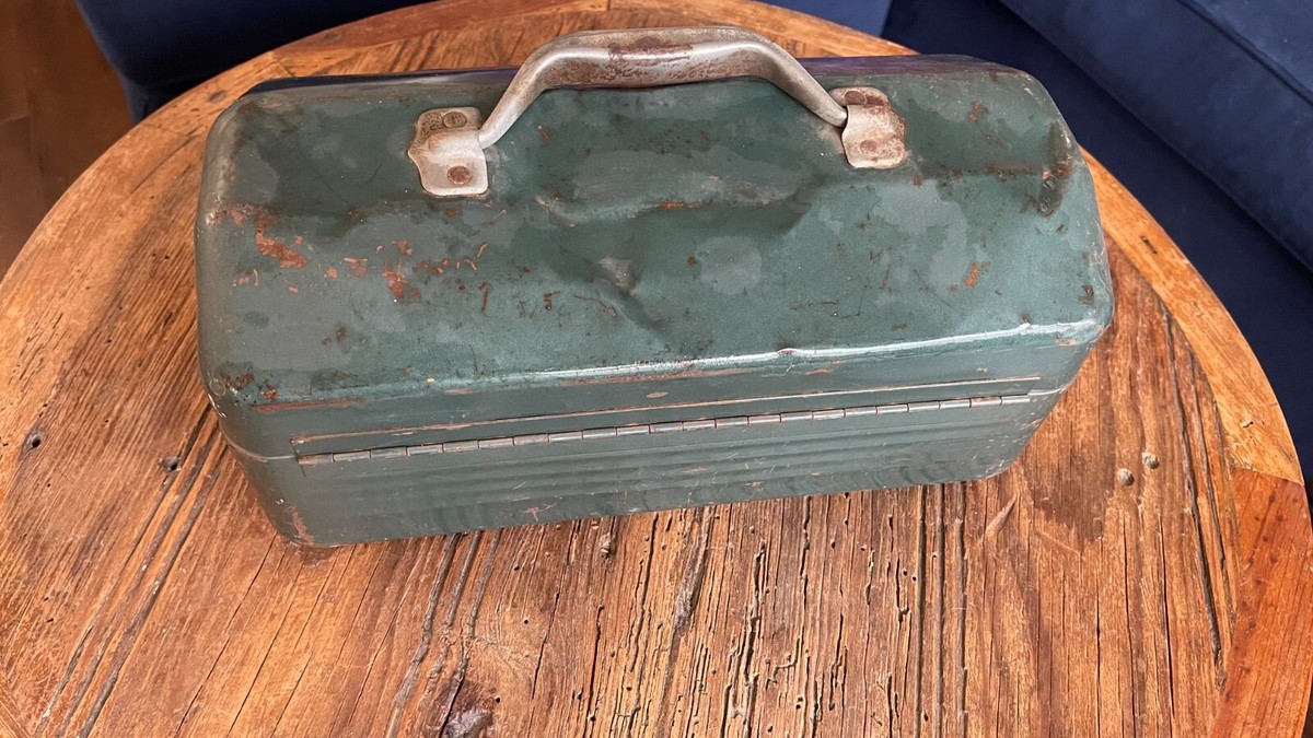 Vintage Simonsen Industrial Metal Tool Box Green Chicago Style