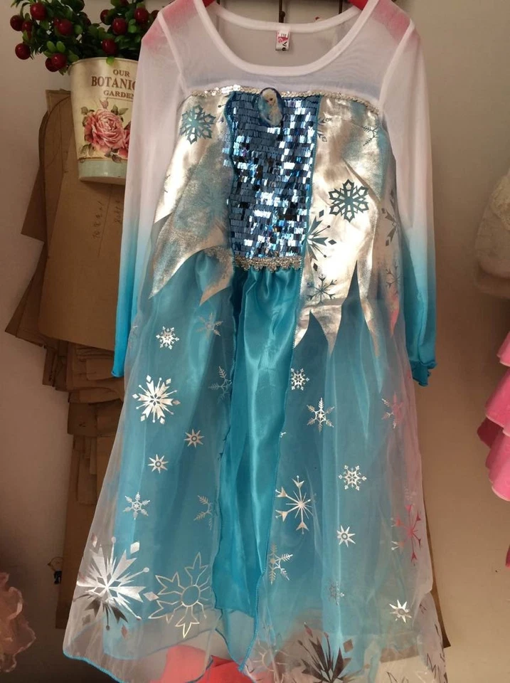 Classic Princess ELSA Dress Cosplay Party Dress Up + Free Crown & Wand - Image 2 of 4