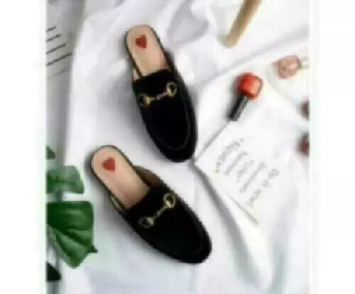 Women Leather Slippers Embrodiery Mules Princetown Horsebit Mules Shoes 34-42 - Picture 26 of 30